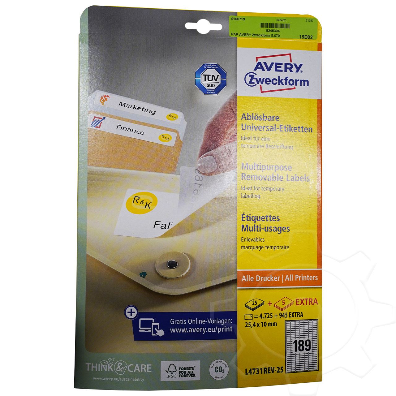 AVERY Zweckform 5.670 Etiketten L4731REV-25 weiß 25,4 x 10,0 mm