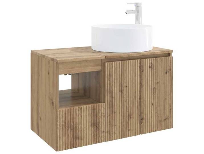 Elégance - Chic Armoire Haute et Cabinet sous lavabo - Ensemble de mobilier de salle de bain - 2 pcs - Chêne artisanal_0157712