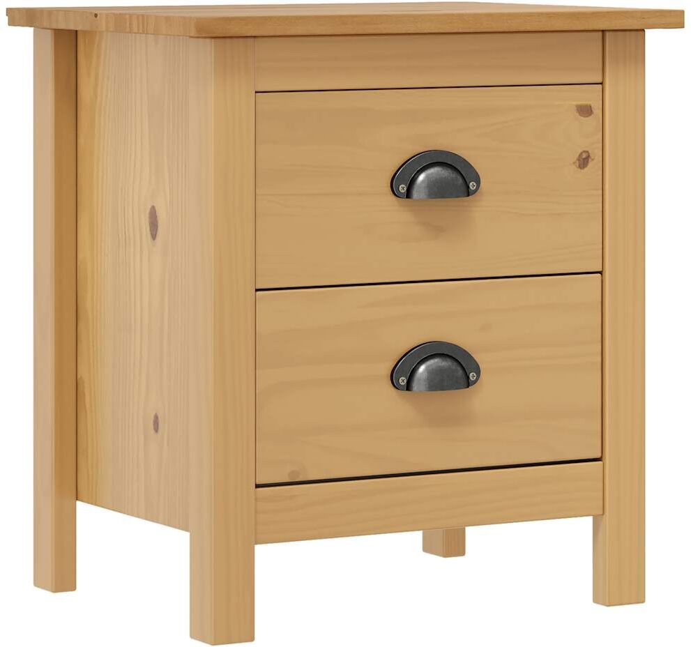 vidaXL Mesita de noche Hill madera maciza de pino 46x35x49,5 cm Brown