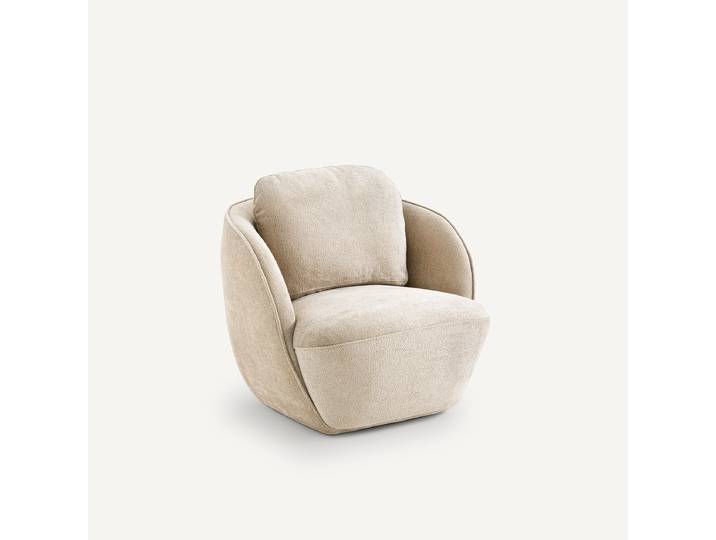 AM.PM Fauteuil boule tissu velours, Alpine Beige Shiitake