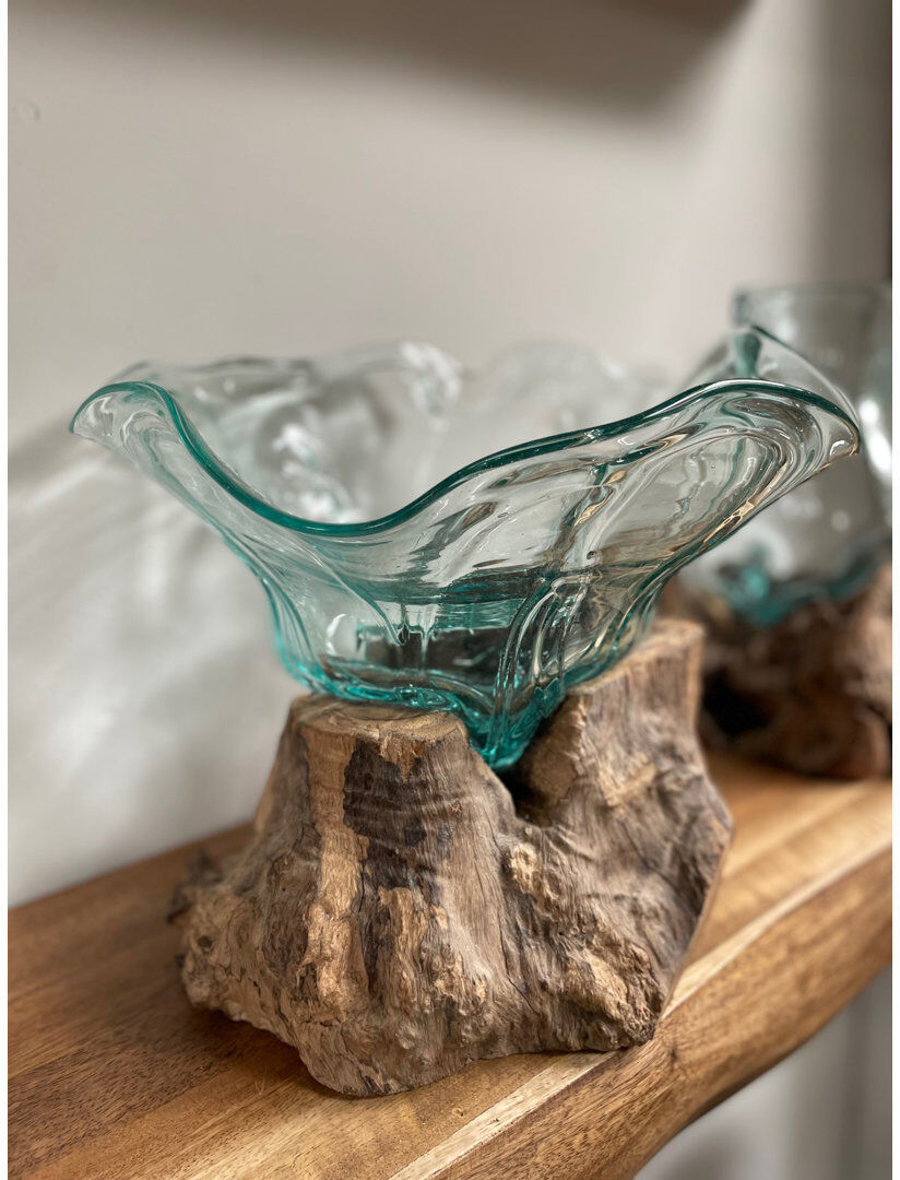 Union Rustic Recycled Glass Decorative Bowl in Brown Brown