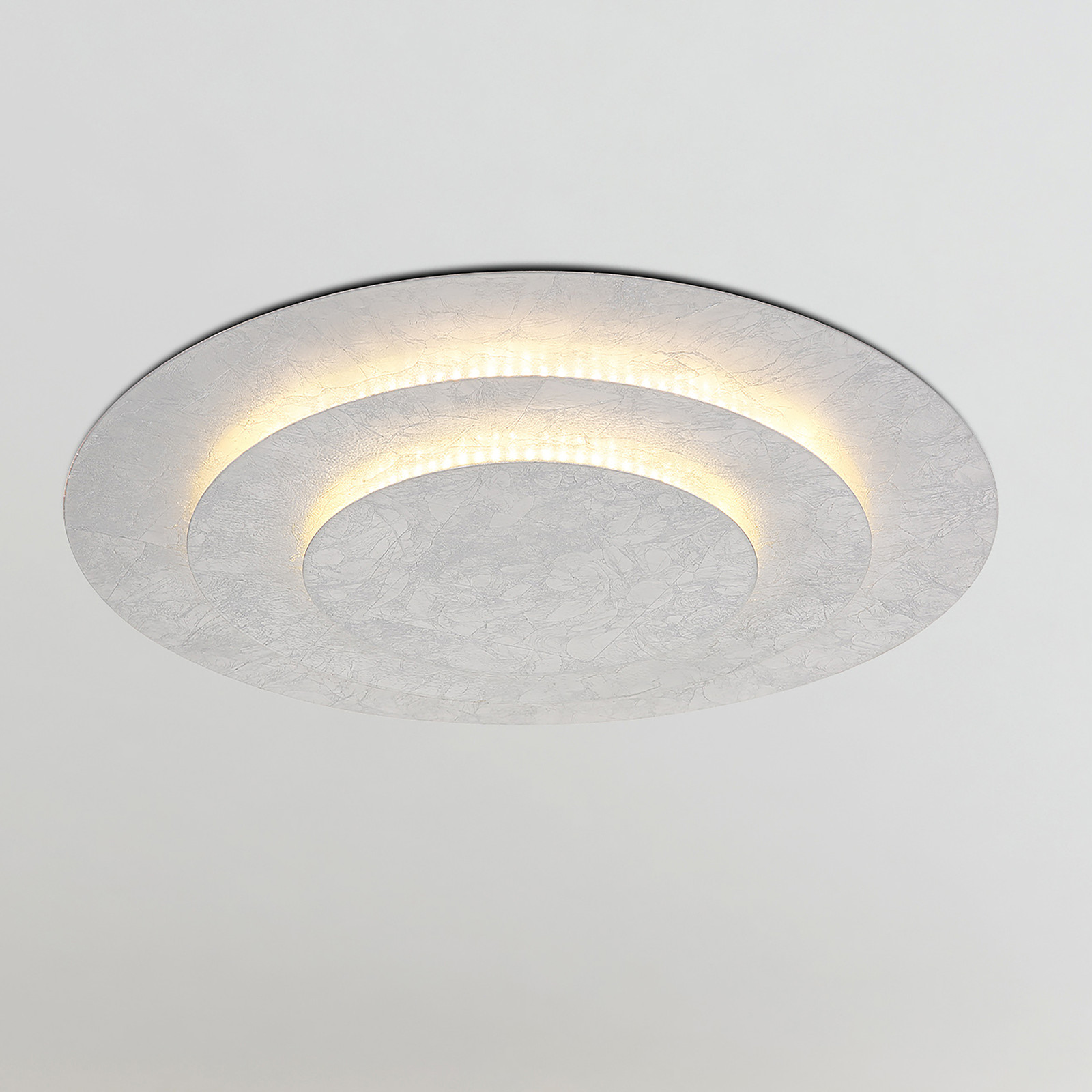 home24 Heda LED-plafondlamp, zilver, Ø 49 cm