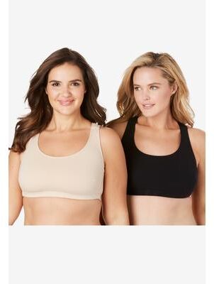 Plus Size Women's Wireless Sport Bra 2-Pack by Comfort Choice in Basic Pack (Size L)