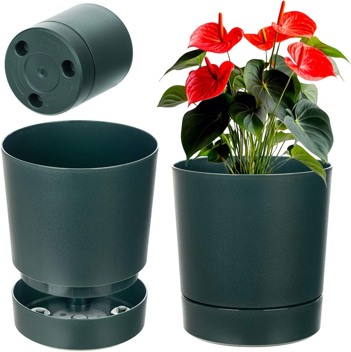 KADAX Bloempot Bloemenhoes met ronde kunststof standaard, 34,5 cm
