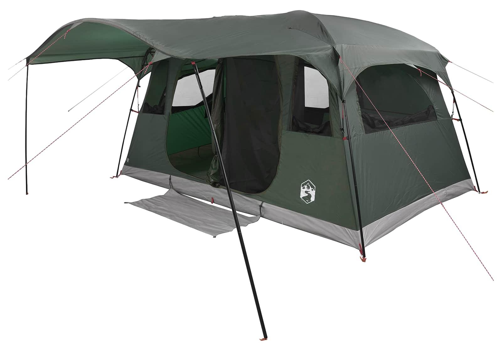 Tunnelzelt 10 Personen Olivegrün Polyester und Stahl