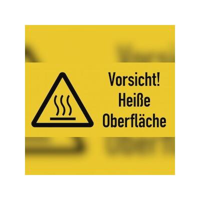 Vorsicht! Heiße Oberfläche ISO 7010, Kombischild, Folie, 105x52 mm