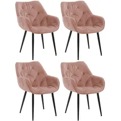 CLP 4er Set Stuhl Tanna Samt   Farbe: rosa