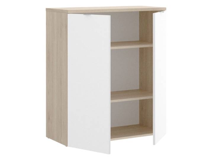 Armoire polyvalente à 2 portes effet bois beige, blanc 79x40 cm