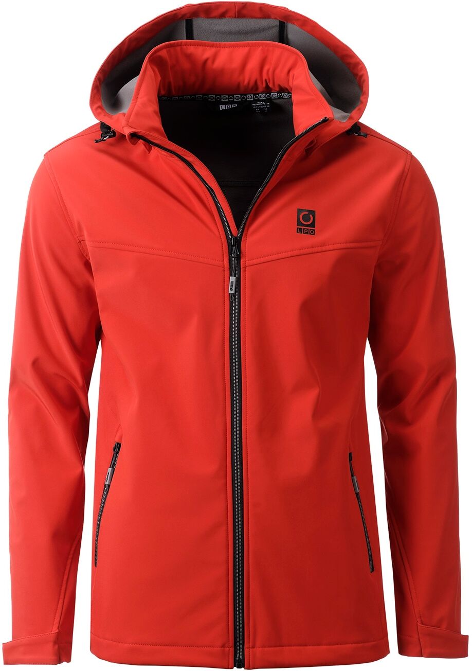 Softshelljacke LPO "Softshelljacke Melvin", Herren, Gr. M, rot (schwarz), Softshell, 92% Polyester, 8% Elasthan, regular fit hüftbedeckend, abnehmbar, Jacken Softshelljacke, abnehmbare, verstellbare Kapuze schwarz M