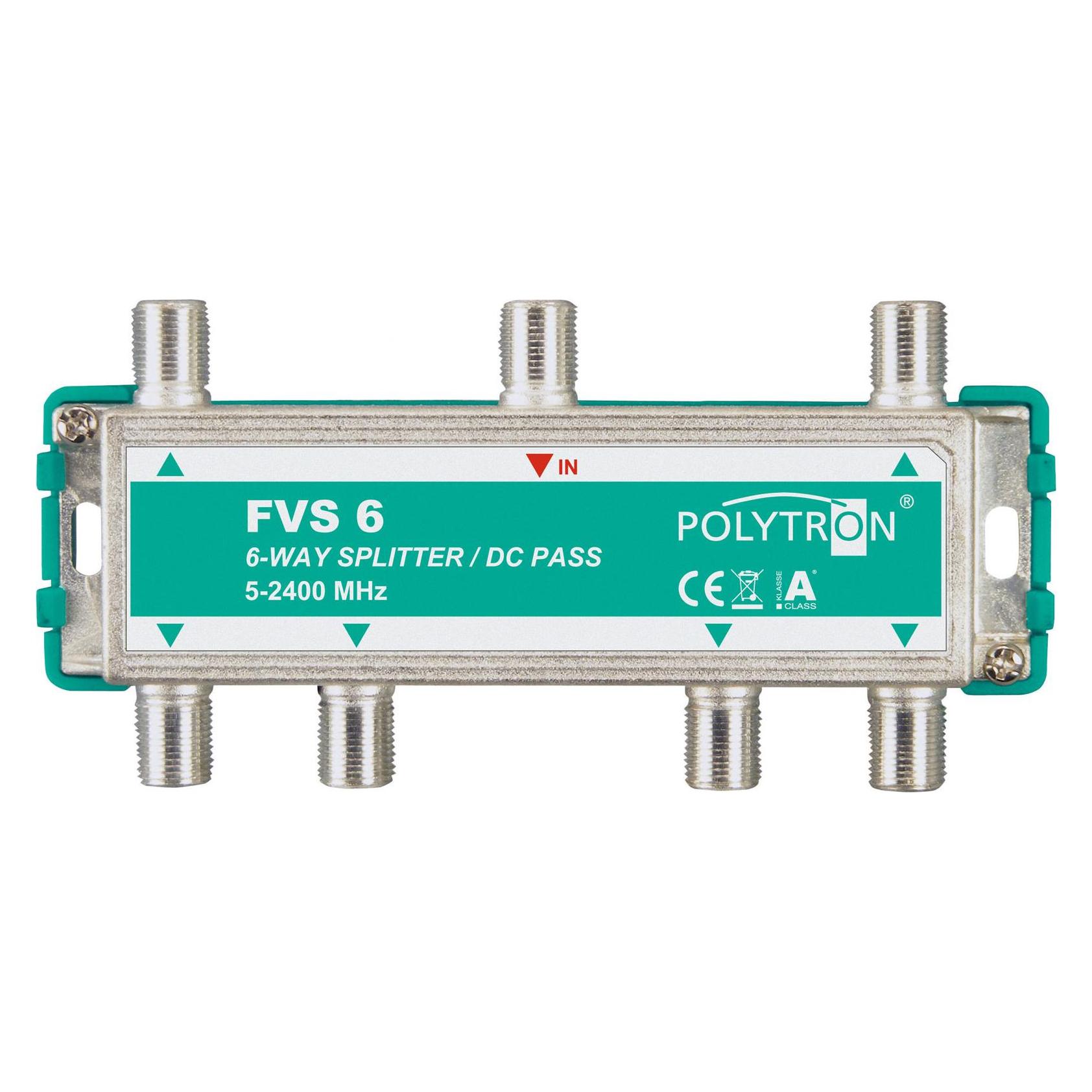Polytron F-Verteiler 6-fach 5-2400MHz FVS 6 DC-Durchgang 3061800 (Verteiler) (3061800)