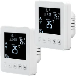 Casativo WLAN-Thermostat für Fussboden Heizungen, Steuerung per App, Siri, Alexa & GA, 2er-Set, Thermostat, Weiss