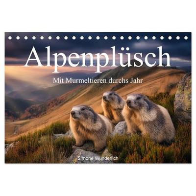 Alpenplüsch - Mit Murmeltieren durchs Jahr (Tischkalender 2026 DIN A5 quer), CALVENDO Monatskalender