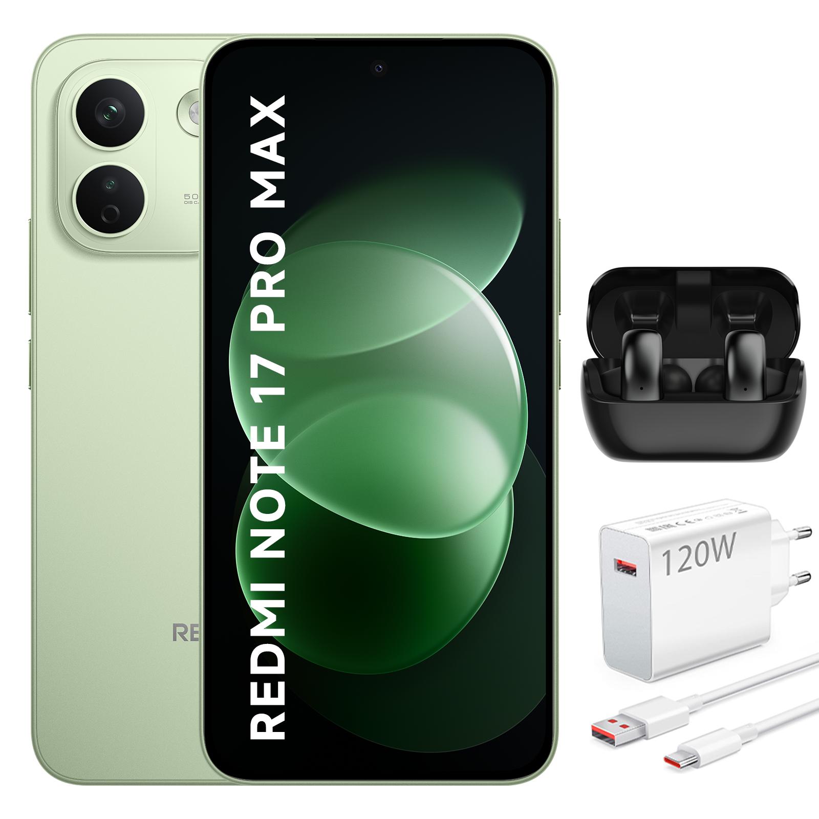 XAIOMI REDMI Note 17 Pro Max 5G 8GB 512GB Smartphone Grün 9210mAh mit 120W Ladegerät und Bluetooth-Kopfhörer