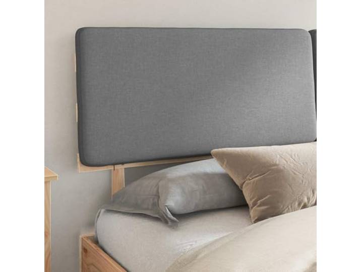 KTHLBRH Bett mit Kopfteil, Hellgrau, 180 x 200 cm Massives Kiefernholz, Lattenrost, waschbarer Bezug, kein Boxspring erforderlich
