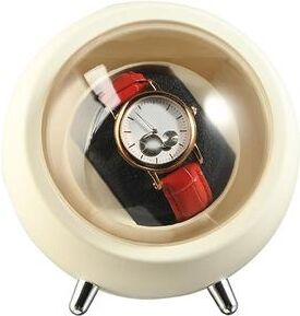 Inspired Deals Watch Winder With Anti Magnetic Watch Winder Protection & Silent Dual Power Operation white