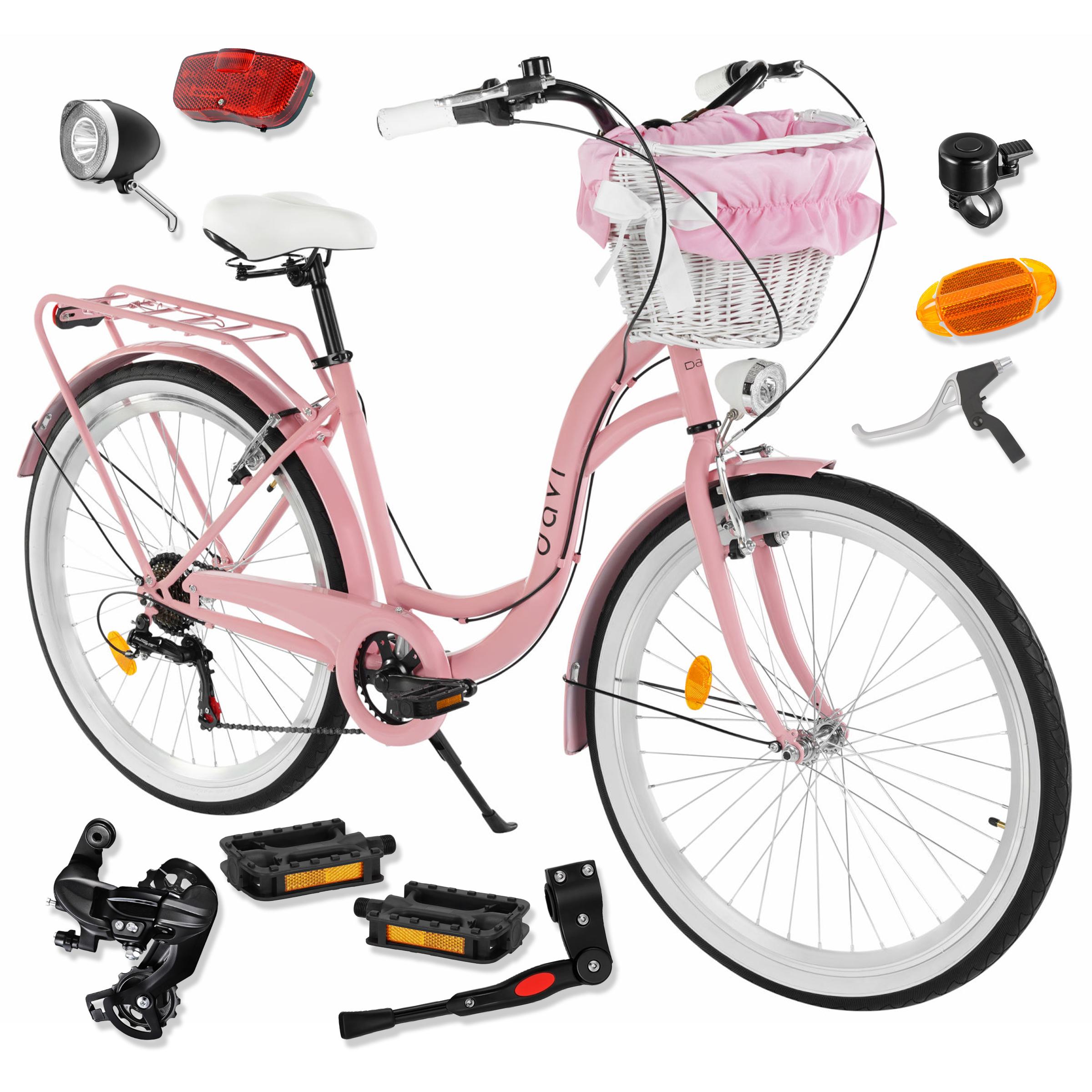 Kinderfahrrad Davi Amelia 24", 7 Gänge, 130-165 cm, Rosa/Schwarz