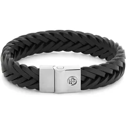 Rebel & Rose RR-M0052-S Herren-Lederarmband Full Metal Premium Schwarz, 21 cm