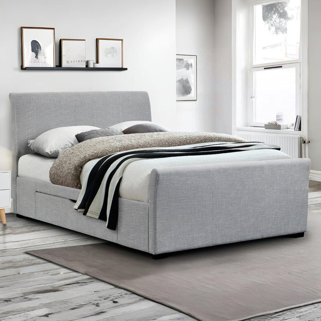 Hashtag Home Callison Upholstered Ottoman Storage Bed Light Grey Kingsize (5')