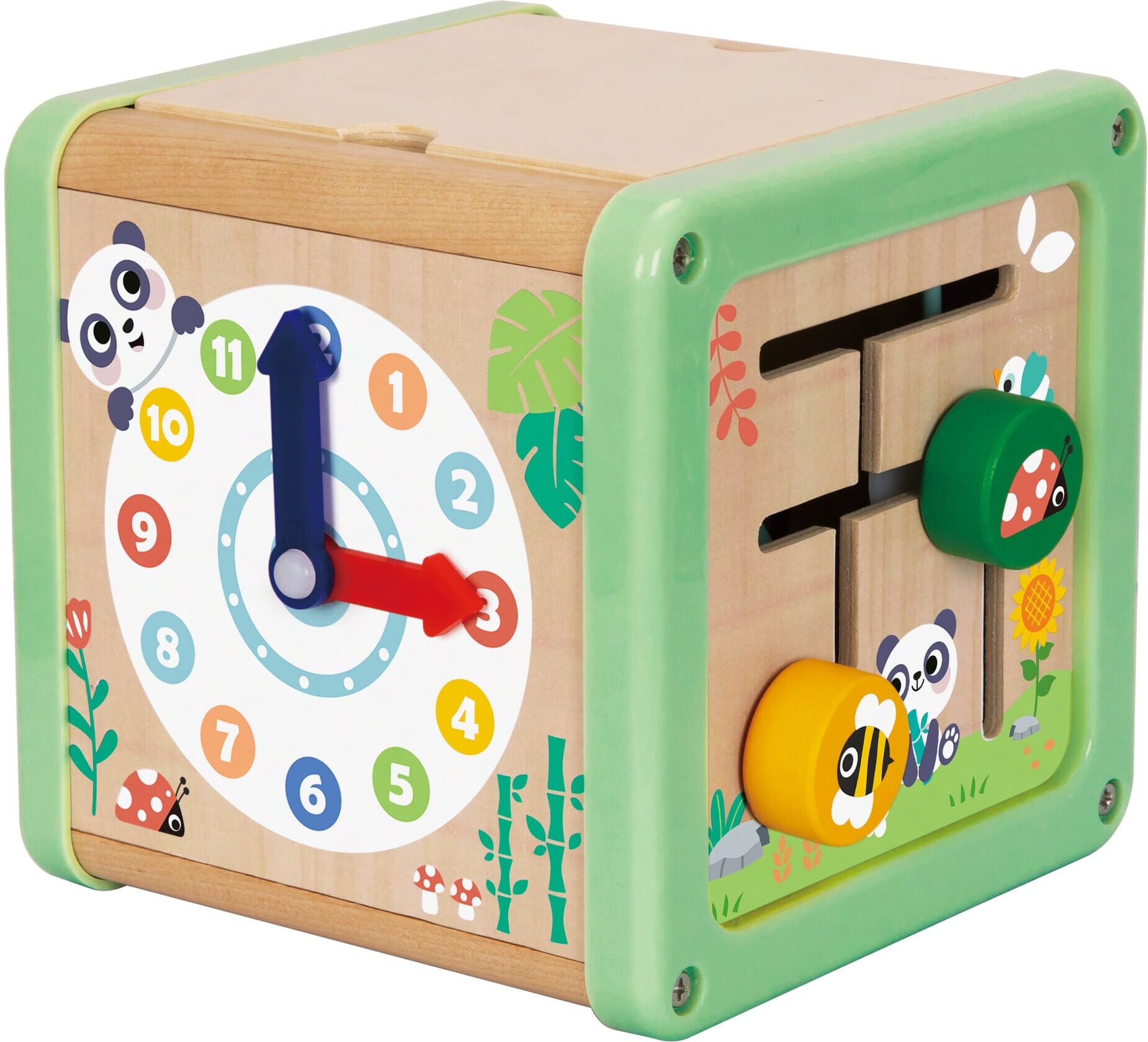 Hi Pando Panda Wooden Activity Play Cube for Toddlers - Develops Fine Motor Control, Hand-Eye Coordination, and Early Learning Skills - Baby Toy