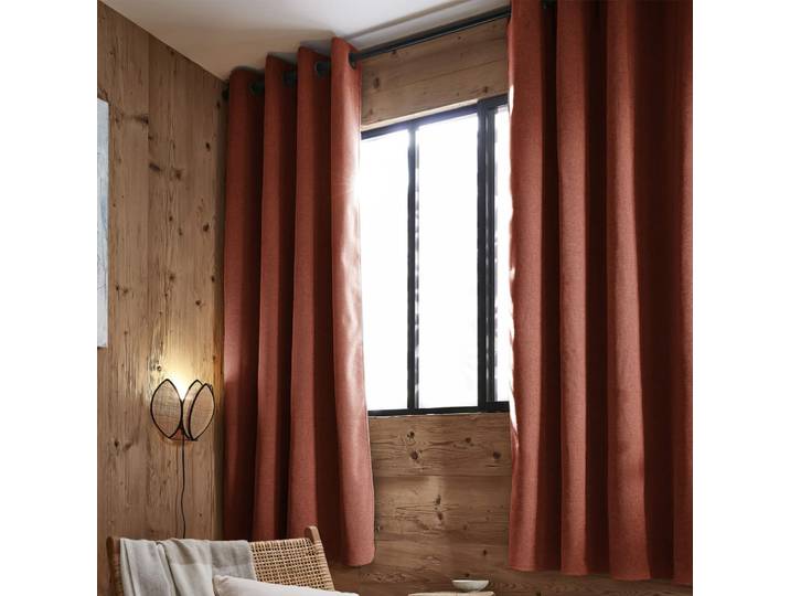 Rideau occultant polaire polyester terracotta 140x180 cm