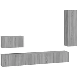 vidaXL 4-tlg. TV-Schrank-Set Grau Sonoma Holzwerkstoff