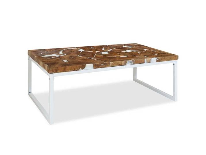 Table de salon Bois - Armoire basse Table basse Teck Résine 110x60x40 cm@EU65831262