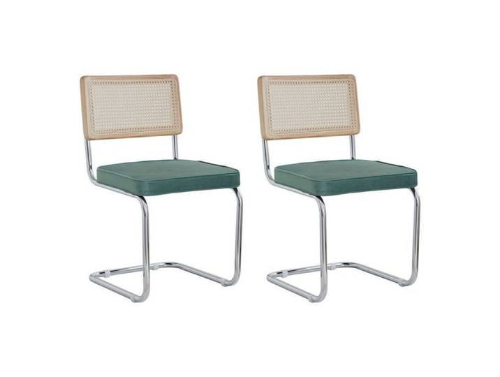Chaises - DOWISDOLY - Salle à manger - Rotin et métal - Velours vert - Lot de 2