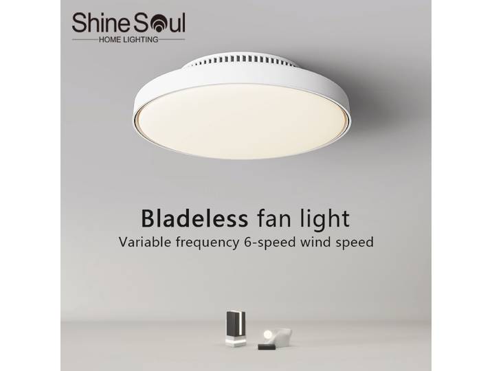 Ventilateur de plafond LED moderne avec lumière intégrée, sans pales visibles, télécommande, variateur d'intensité, ventilateur de plafond DC, lampe pour salon et chambre, ventilateurs d'isolation