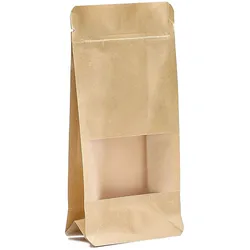 10x Squat Kraft Window Bags 10x20cm
