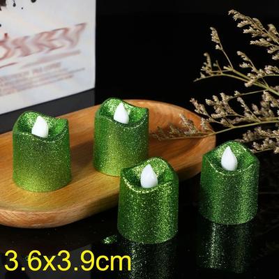 Uplift Treasures Glitter Flameless LED Tea Light Candles Multi Color Wave Design green 3pcs