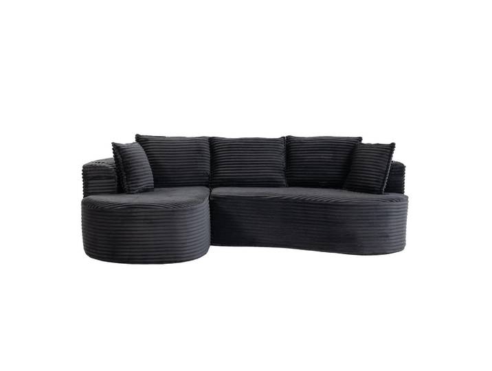 Oxeza Wohnlandschaft 250/152/82 cm Dunkelgrau mit Becherhalter und Stautasche, Mode, Rechteckig, 250x152 cm, Wohnzimmer, Sofas & Couches, Wohnlandschaften, Ecksofas