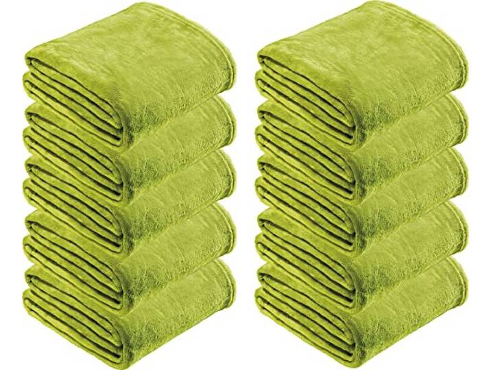REDBEST Microfaserdecke Amarillo 10er-Pack, Fleece-Wohndecke, Sofadecke grün Größe 150x200 cm - kuscheliger Teddyfleece, pflegeleicht, waschbar