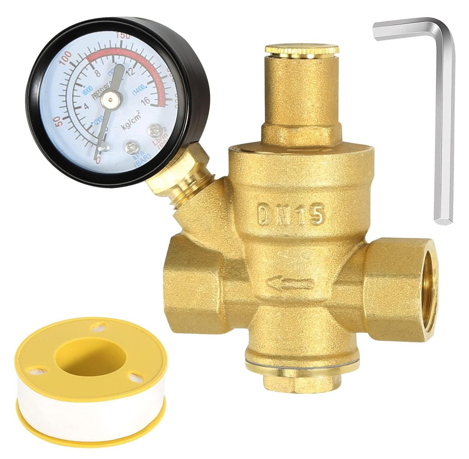 Solidchoice Waterdrukregelaar 1/2 inch met Manometer van Koper