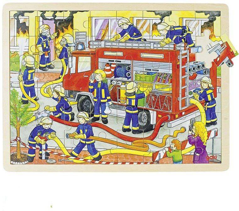 Puzzle en bois brigade des pompiers 48 pièces - Goki