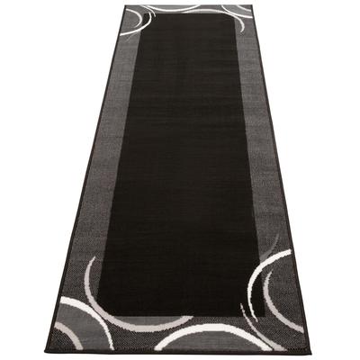 Läufer OTTO HOME "Noah" Gr. 13, grau (anthrazit), B:90cm H:7mm L:250cm, Kunstfaser, Teppiche, Läufer, mit Bordüre, Läufer, Brücke, Kurzflor, verspieltes Design, elegant