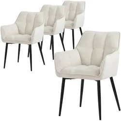 ESSZIMMERSTÜHLE 4ER-SET Creme Frotteestoff