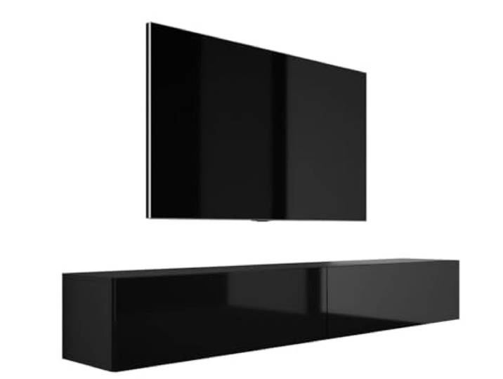 3E 3xE living.com TV-Lowboard: Farbe: Schwarz Matt/Schwarz Glanz, A: 200x32x34 cm (BxTxH) (2 X 100 cm)