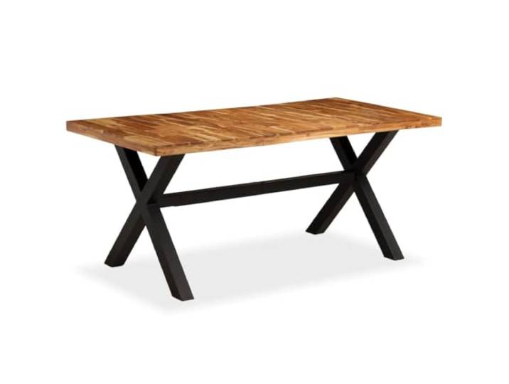 Tmriohed Esstisch Massivholz 180x90x76 cm Akazie Mango Küchentisch Handgefertigter Speisetisch im Industrial Look für das Esszimmer, mit robusten Metallbeinen und individueller Holzmaserung.