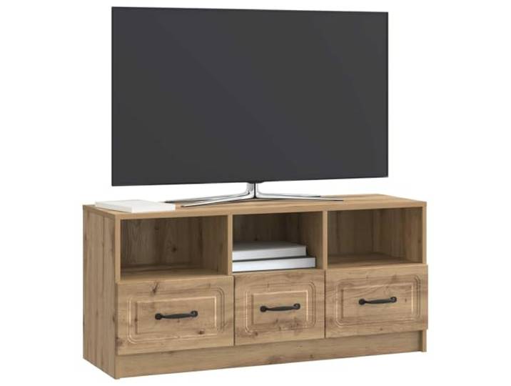 GKHPYURE TV-Schrank mit Schublade, Eichenholz, handgefertigt, 102 x 34,5 x Holztechnik, 3 Schubladen, großer Stauraum, Metallgriffe, für Wohnzimmer