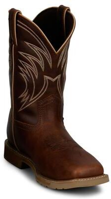 "Justin Boots Stampede 11"" Square Toe - Mens 9.5 Brown Boot E2"