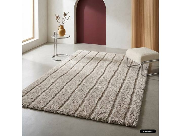 Tapis intérieur motif linéaire taupe 120x170cm