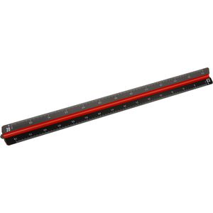 Rumold Dreikantmaßstab 154/DIN/30 SCHWARZ, 30cm, Ingenieur, Kunststoff, Teilung 1:2,5 bis 1:100