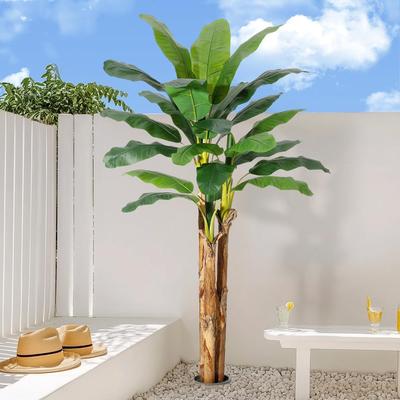 Yun Artificial Banana Tree, 5FT/6FT/7FT Faux Banana Tree with Grey Planter