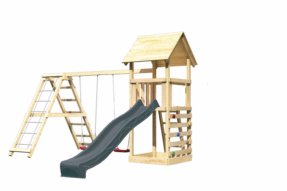 KARIBUHOLZT Spielt. Lotti nat.107x107x291 m.Rutsche+doppel.anbau 16988386