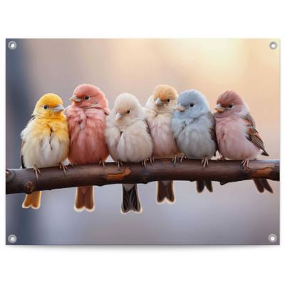 Poster REINDERS "Pastel Birds", bunt (farbe bild(er): mehrfarbig), B:80cm H:60cm T:0,1cm, Bilder, Poster, Garten - Gartenvögel - Mehrfarbig - Leinwand - Tiere - 80x60 cm