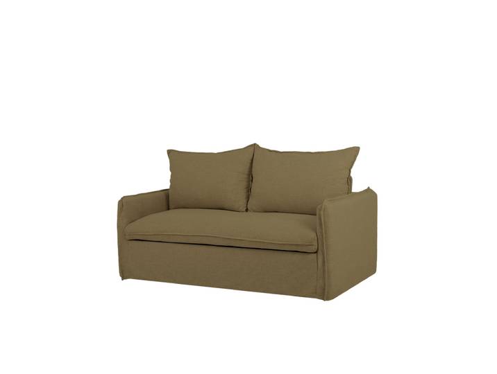 Canapé lit en coton et lin 185x95cm déhoussable vert
