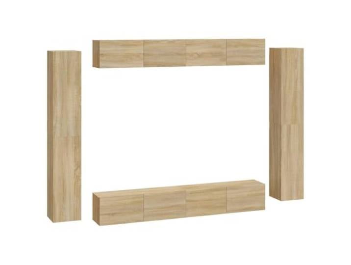 LKJephalotrop 8-TLG. TV-Schrank Set Wandmontage Sonoma-Eiche Platzsparendes Hängeboard Set fürs Wohnzimmer aus robustem Holzwerkstoff mit viel Stauraum für Medien.