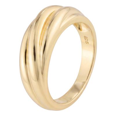 Fingerring JOBO "Ring geriffelt" Gr. 60, gold (vergoldet), Fingerringe, Damen, 60, Silber 925 (Sterlingsilber), Fingerring, 925 Silber vergoldet