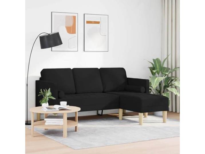 KTHLBRH Sofa-Set, modular, schwarz, 3-Sitzer, Polyester Technisches Holz, flache Armlehnen, einfache Montage, 173 x 131 x 67 cm