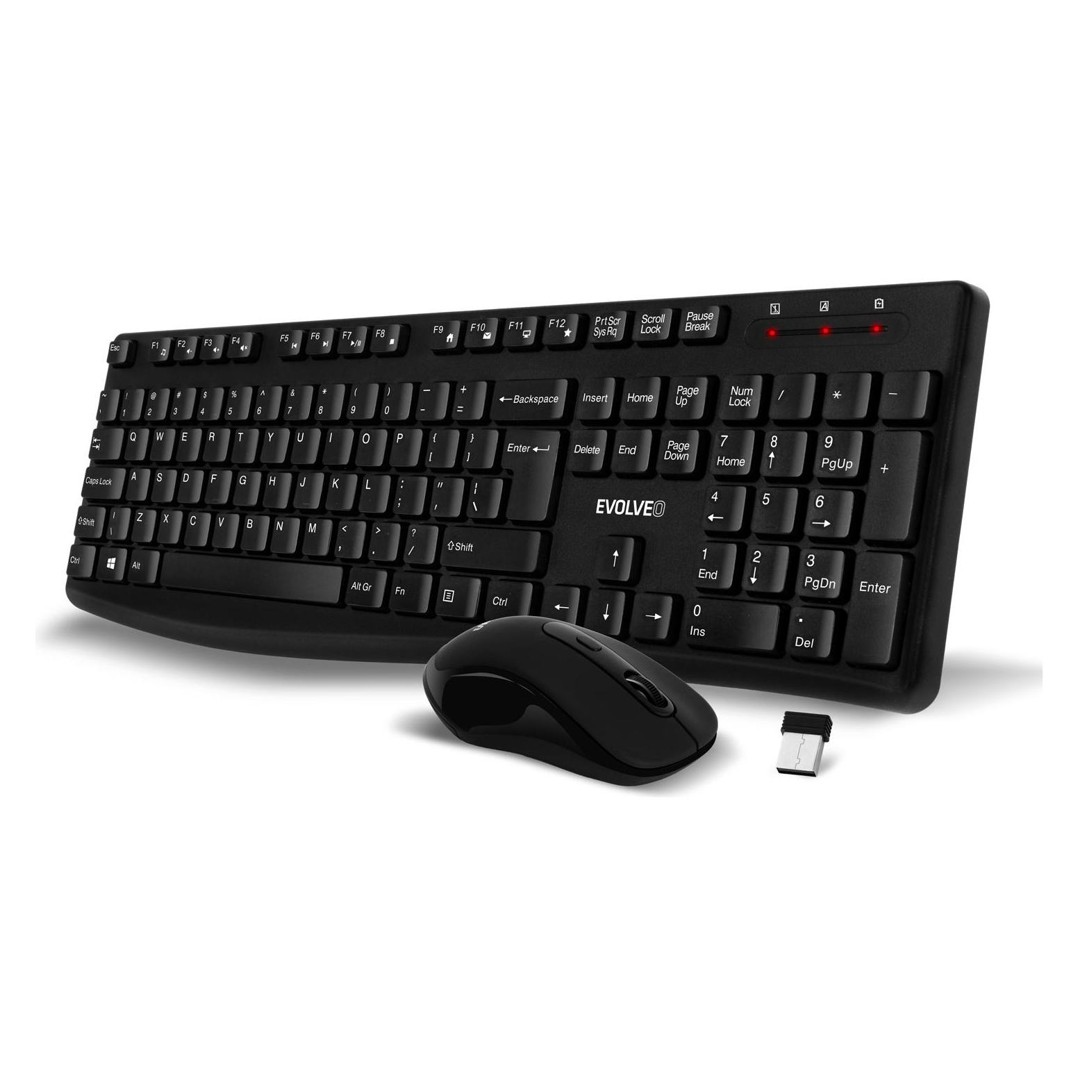 Evolveo K1050, silent wireless keyboard and (Eng. Int., Kabellos) (K1050-BK-EN)